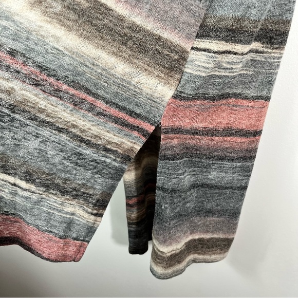 Ginger G Boutique Muted Multicolored Striped Longline Lightweight Knit Caridgan - Picture 3 of 5